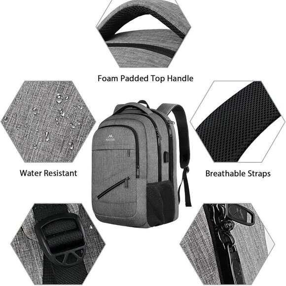 Travel Laptop Backpack, 17 Inch Business Flight Approved Carry on Backpack, TSA - Picture 6 of 9